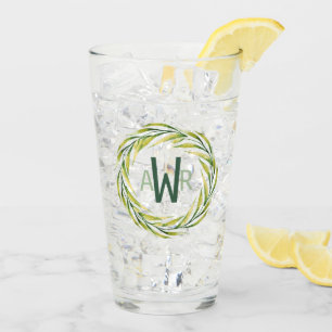 Watercolor Greenery Frame Monogram ID667 Glass