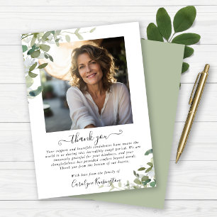 Watercolor Greenery Funeral Thank You Card
