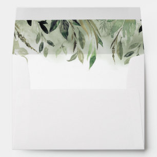 Watercolor Greenery Garland Wedding Envelope