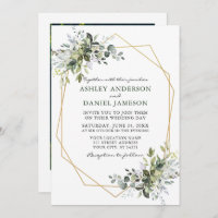 Watercolor Greenery Geometric Frame Photo Wedding