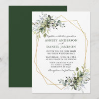 Watercolor Greenery Geometric Frame Wedding