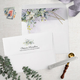 Watercolor Greenery Geometric Purple Lavender Envelope