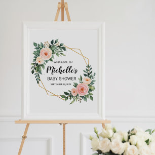 Watercolor Greenery girl baby shower welcome sign