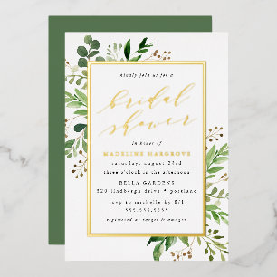 Watercolor Greenery Gold Bridal Shower
