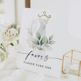 Watercolor Greenery Gold Bridal Shower Favours Sig Pedestal Sign
