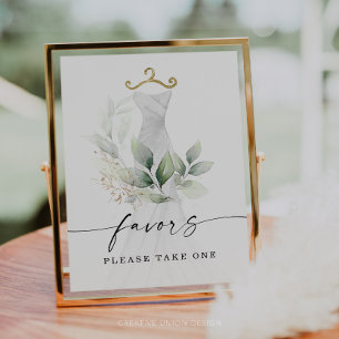 Watercolor Greenery Gold Bridal Shower Favours Sig Poster