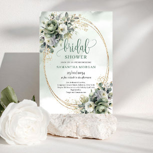 Watercolor Greenery Gold Bridal Shower Invitation