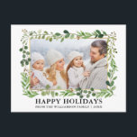 Watercolor Greenery Gold Frame Happy Holidays Postcard<br><div class="desc">Elegant Watercolor Winter Greenery Happy Holidays Gold Frame Photo Holiday Postcard includes eucalyptus leaves and other beautiful botanical greenery.</div>