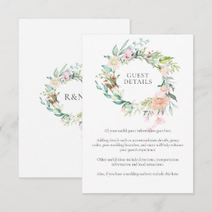 Watercolor Greenery Guest Information Details Enclosure Card