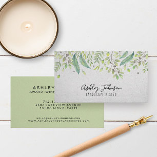 Watercolor Greenery Hand Lettered Typography Business Card