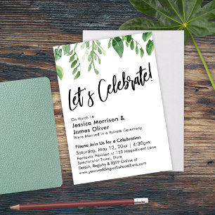 Watercolor Greenery & Handwriting, Let's Celebrate Invitation