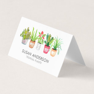 Watercolor Greenery Houseplants Nursery Business Card