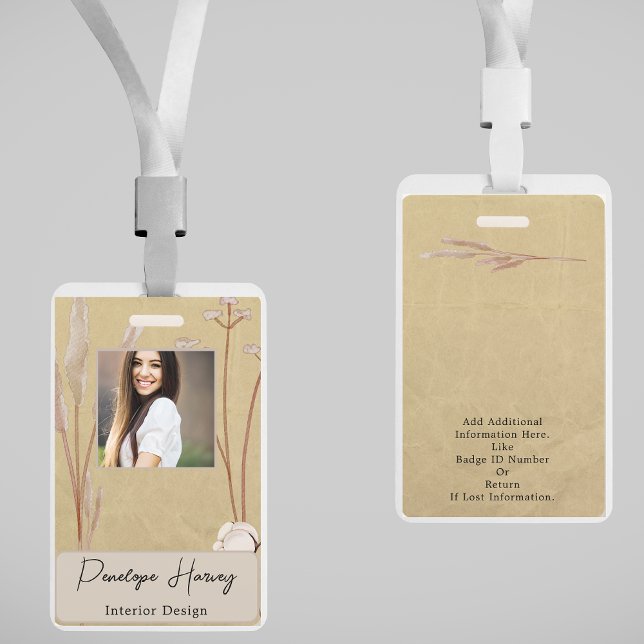 Watercolor Greenery Interior Design Kraft Paper  ID Badge (Creator Uploaded)