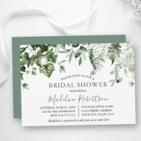 Watercolor Greenery Ivy Ferns Sage Green Shower