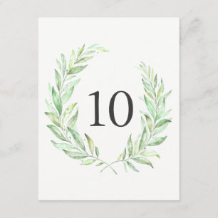 Watercolor Greenery Laurel Wreath Table Number