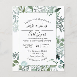 Watercolor Greenery Leaves Botanical Frame Invitat