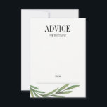 Watercolor Greenery Leaves Wedding Advice Card<br><div class="desc">Personalise the custom text  above. You can find additional coordinating items in our "Watercolor Greenery Leaves Wedding" collection.</div>