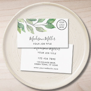Watercolor Greenery Logo Business Card