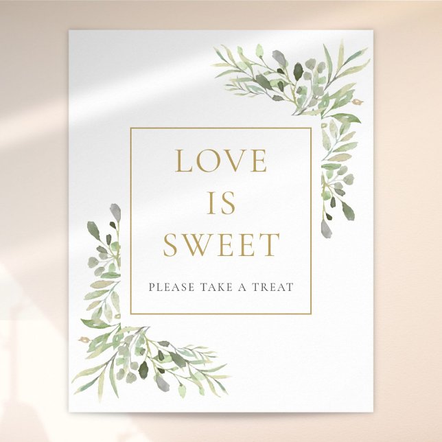Watercolor Greenery Love Is Sweet Sign (Creator Uploaded)