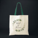 watercolor greenery maid of honour tote bag<br><div class="desc">simple calligraphy script watercolor greenery maid of honour wedding tote bag</div>