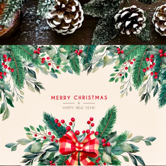 Watercolor greenery Merry Christmas Card (Creator Uploaded)