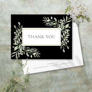 Watercolor Greenery Modern Business Thank You Referral Card
