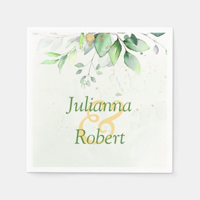 Watercolor greenery  napkins (Front)