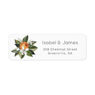 Watercolor Greenery Orange Blossom Return Address