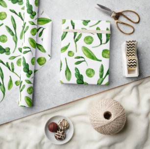 Watercolor greenery pattern. Botanical floral Wrapping Paper
