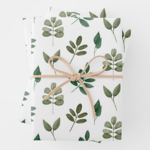 Watercolor greenery pattern. Botanical woodland Wrapping Paper Sheet