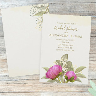 Watercolor Greenery Peony Floral Watercolor Invitation
