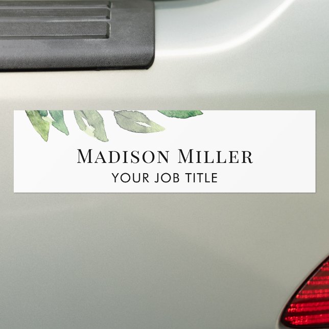 Watercolor Greenery Personalised  Bumper Sticker (Creator Uploaded)