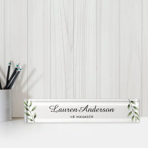 Watercolor Greenery Personalised Nameplate