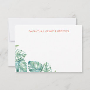 Watercolor Greenery Personalised Stationery Card