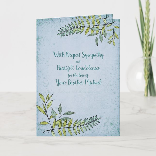 Watercolor Greenery Personalised Sympathy Card (Front)