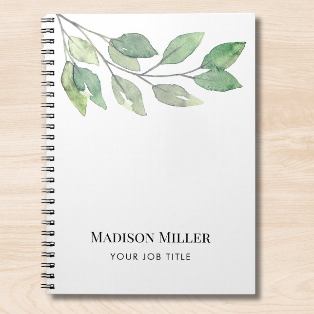 Watercolor Greenery Personalized Job Title Notebook (Creator Uploaded)