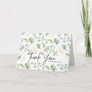 Watercolor Greenery Personalized Thank You Card