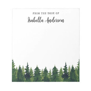 Watercolor Greenery Pine Trees Personalised  Notepad