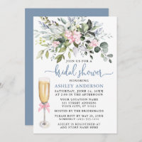 Watercolor Greenery Pink Dusty Blue Bridal Shower