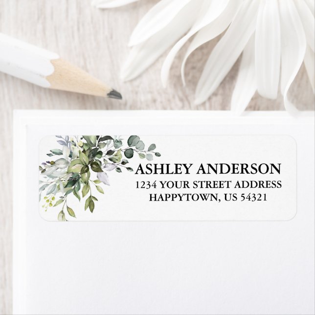 Watercolor Greenery Return Address (Insitu)