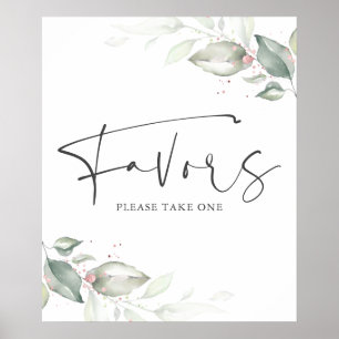 Watercolor Greenery Rose Gold Leaves Favours Sign