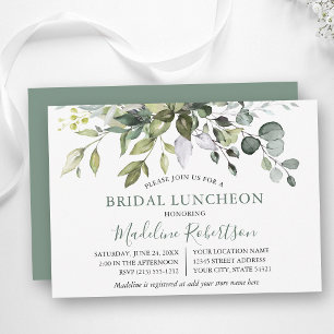 Watercolor Greenery Sage Green Bridal Luncheon Invitation