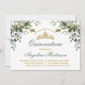 Watercolor Greenery Sage Green Quinceanera Party Invitation (Front)