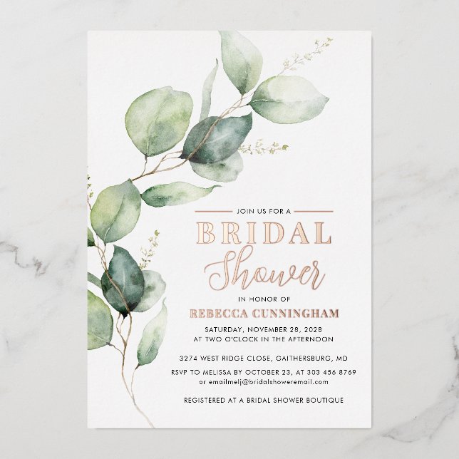 Watercolor Greenery Script Bridal Shower (Front)