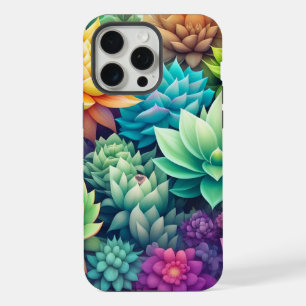 Watercolor Greenery Succulents Collage iPhone 15 Pro Max Case