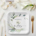 Watercolor Greenery Sweet 16th Birthday Paper Plate<br><div class="desc">This elegant design features a soft watercolor wreath of eucalyptus,  greenery and gold embellishments. Click the Personalise and "Click to customise further" button to edit the wording's colour. See the entire collection for more matching items!</div>