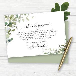 Watercolor Greenery Sympathy Thank You Card