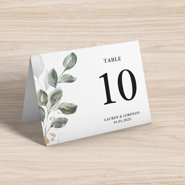 Watercolor Greenery Table Tent Place card (Creator Uploaded)