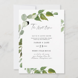 Watercolor Greenery The Night Before Invitation