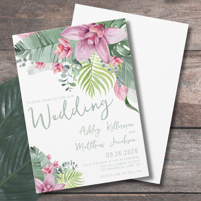 Watercolor Greenery Tropical Flowers Wedding Invitation (Watercolor Greenery Tropical Flowers Wedding Invitation)